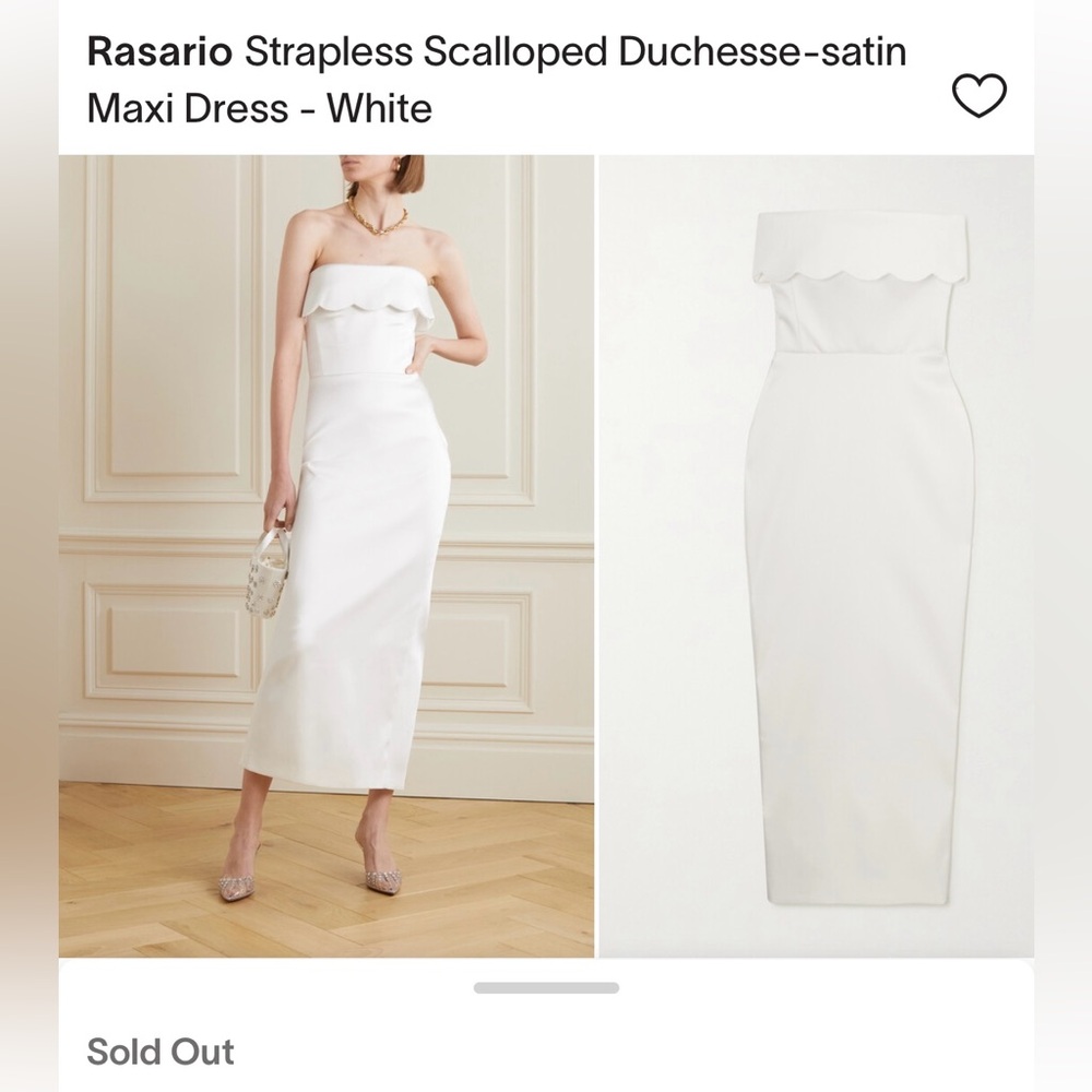 Rasario Strapless Scalloped Duchesse-Satin Maxi Dress White